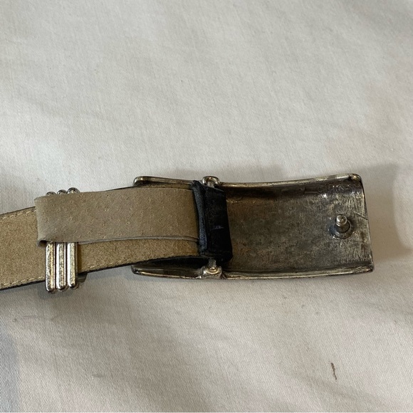 Patricia Green Details Black Belt Silver Buckle Women's Large Genuine Leather - Picture 4 of 8